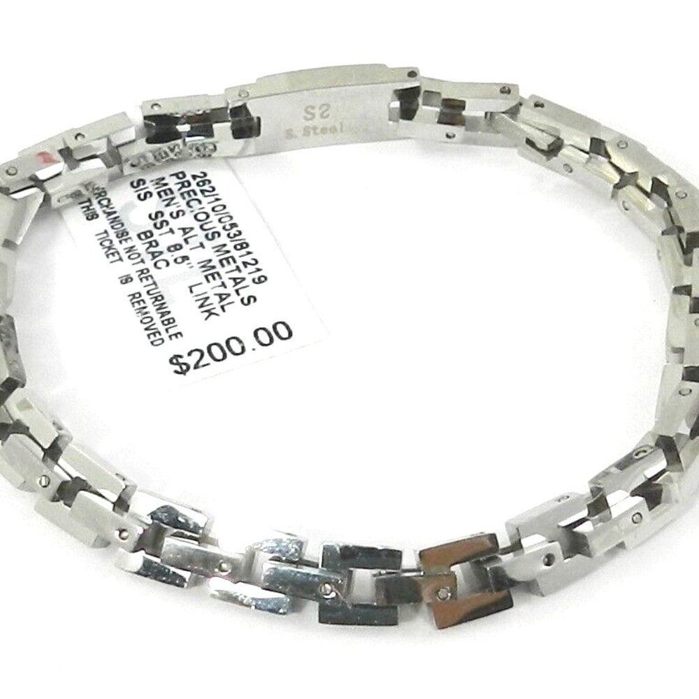 Mens LEGACY by Simone I Smith Square Link Stainless-Steel Bracelet